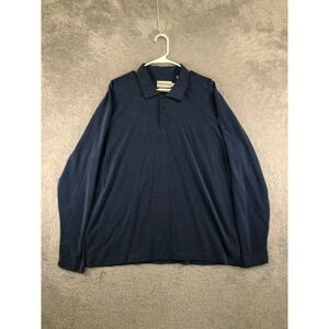 VTG Tehama Polo Shirt Men XL Blue NWT Sandwashed Polynosic Julon Long Sleeve